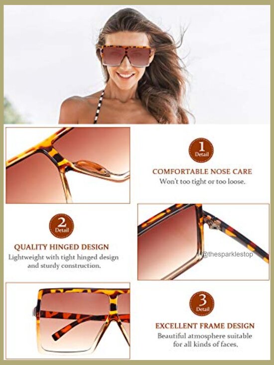 6 Oversized Square Sunglasses Shield Frame Polarized Acrylic Plastic main image 4